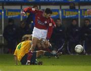 28 December 2001; Kevin Hunt of Bohemians in action against Davy Byrne of Shelbourne during the eircom League Premier Division match between Shelbourne and Bohemians at Tolka Park in Dublin. Photo by David Maher/Sportsfile