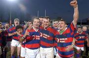 29 December 2001; Clontarf players celebrate following the Leinster Senior Cup Final match between Clontarf and County Carlow at Donnybrook Stadium in Dublin. Photo by Matt Browne/Sportsfile
