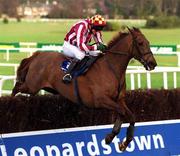 28 December 2001; Rince Ri, with Ruby Walsh up, jumps the last during the Ericsson Steeplechase on Day Three of the Leopardstown Christmas Festival at Leopardstown Racecourse in Dublin. Photo by Matt Browne/Sportsfile