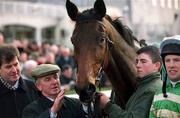 28 December 2001; Winning connections including owner J.P. McManus and Jockey Charlie Swan after sending out Like-A-Butterfly to win the O'Dwyers Stillorgan Orchard Novice Hurdle on Day Three of the Leopardstown Christmas Festival at Leopardstown Racecourse in Dublin. Photo by Matt Browne/Sportsfile