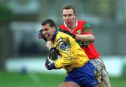 23 December 2001; Nigel Clancy of Na Fianna in action against Darren Coffey of Rathnew during the AIB Leinster Senior Club Football Championship Final Replay match between Rathnew and Na Fianna at St Conleth's Park in Newbridge, Kildare. Photo by Damien Eagers/Sportsfile