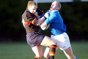 5 January 2002; Gareth Gannon of St Mary's College is tackled by David Quigley of Lansdowne during the AIB All-Ireland League Division 1 match between Lansdowne and St Mary's College at Lansdowne Road in Dublin. Photo by Aoife Rice/Sportsfile