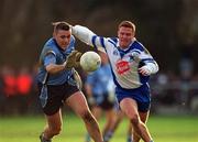 7 January 2002; Ciaran Whelan of Dublin in action against Peadar Andrews of Blue Stars during the 2002 Football Blue Stars Exibition Game between Blue Stars and Dublin at Thomas Davis GAA Club in Tallaght, Dublin. Photo by Brian Lawless/Sportsfile