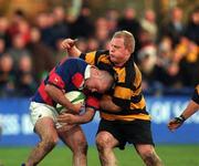 29 December 2001; Declan Quinn of County Clontarf in action against Andrew Melville of County Carlow during the Leinster Senior Cup Final match between Clontarf and County Carlow at Donnybrook Stadium in Dublin. Photo by Matt Browne/Sportsfile