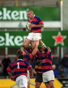 29 December 2001; Declan Quinn of Clontarf wins possession in the line-out during the Leinster Senior Cup Final match between Clontarf and County Carlow at Donnybrook Stadium in Dublin. Photo by Matt Browne/Sportsfile