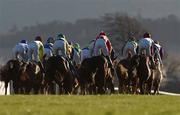 29 December 2001; A general view of runners and riders during the Agri-Aware Maiden Hurdle on Day Four of the Leopardstown Christmas Festival at Leopardstown Racecourse in Dublin. Photo by Pat Murphy/Sportsfile