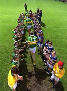 13 May 2001; Kerry captain Seamus Moynihan leads out Maurice Fitzgerald and the rest of the Kerry team prior to the Bank of Ireland Munster Senior Football Championship Quarter-Final match between Tipperary and Kerry at Ned Hall Park in Clonmel, Tipperary. Photo by Brendan Moran/Sportsfile