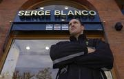 11 January 2002; Mike Mulins pictured outside a shop owned by former French international Serge Blanco in the Place de Wilson following a Munster training session in Toulouse, France.