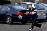 11 January 2002; Mike Prendergast practices his passing outside the team hotel in Toulouse prior to a Munster training session in Toulouse, France.