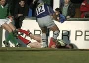 12 January 2002; Anthony Horgan of Munster scores a try which is subsequently disallowed during the Heineken Cup Pool 4 Round 6 match between Castres and Munster at Stade Pierre-Antoine in Castres, France. Photo by Brendan Moran/Sportsfile