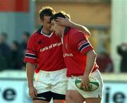 12 January 2002; David Wallace and Rob Henderson of Munster following the Heineken Cup Pool 4 Round 6 match between Castres and Munster at Stade Pierre-Antoine in Castres, France. Photo by Matt Browne/Sportsfile