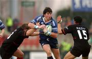 13 January 2002; Shane Horgan of Leinster is tackled by Franck Tournaire, left, and Clement Poitrenaud of Toulouse during the Heineken Cup Pool 6 Round 6 match between Toulouse and Leinster at the Stade Les Sept Denier in Toulouse, France. Photo by Matt Browne/Sportsfile