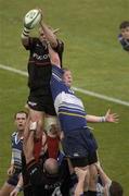 13 January 2002; Leo Cullen of Leinster is beaten in the lineout by Didier Lacroix of Toulouse during the Heineken Cup Pool 6 Round 6 match between Toulouse and Leinster at the Stade Les Sept Denier in Toulouse, France. Photo by Brendan Moran/Sportsfile