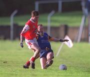 13 January 2001; Paddy Dalton of Wicklow in action against Simon Gerard of Louth during the O'Byrne Cup Semi-Final match between Louth and Wicklow at O'Raghallaighs GAA Club in Drogheda, Louth. Photo by Ray McManus/Sportsfile