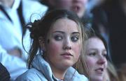 15 January 2002; Newbridge College supporter Emma Cross during the Schools Rugby Junior League Final match between Castleknock College and Newbridge College at Donnybrook Stadium in Dublin. Photo by Aoife Rice/Sportsfile