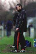 13 January 2002; St Kevin's Boys manager Dermot Wilkins during the FAI Carlsberg Cup Third Round match between St Kevin's Boys and Derry City in Whitehall, Dublin. Photo by Ray Lohan/Sportsfile