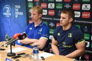 8 December 2016; Leinster head coach Leo Cullen and Sean O'Brien during a press conference at Leinster Rugby HQ in UCD, Belfield, Dublin. Photo by Cody Glenn/Sportsfile
