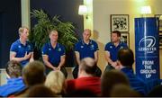 8 December 2016; Ahead of the back to back Champions Cup games against Northampton Saints and the Christmas Guinness PRO12 fixtures, the Leinster Rugby coaching team of Leo Cullen, Stuart Lancaster, Girvan Dempsey and John Fogarty met Season Ticket Holders at an event in the RDS Arena as a thank you for their continued support of the team. Pictured are Leinster coaches, from left, Leo Cullen, head coach, Stuart Lancaster, senior coach, Girvan Dempsey, backs coach, and John Fogarty, scrum coach. RDS, Ballsbridge, Dublin. Photo by Piaras Ó Mídheach/Sportsfile