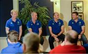 8 December 2016; Ahead of the back to back Champions Cup games against Northampton Saints and the Christmas Guinness PRO12 fixtures, the Leinster Rugby coaching team of Leo Cullen, Stuart Lancaster, Girvan Dempsey and John Fogarty met Season Ticket Holders at an event in the RDS Arena as a thank you for their continued support of the team. Pictured are Leinster coaches, from left, Leo Cullen, head coach, Stuart Lancaster, senior coach, Girvan Dempsey, backs coach, and John Fogarty, scrum coach. RDS, Ballsbridge, Dublin. Photo by Piaras Ó Mídheach/Sportsfile