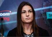 8 December 2016; Katie Taylor during the Anthony Joshua and Eric Molina press conference at the Radisson Hotel in Manchester, England. Photo by Stephen McCarthy/Sportsfile