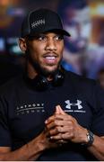 8 December 2016; Anthony Joshua during a press conference prior to his fight with Eric Molina at the Radisson Hotel in Manchester, England. Photo by Stephen McCarthy/Sportsfile