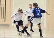 8 December 2016; Kate Sweeney of Loreto Community School, Milford, Co. Donegal in action against Amy Harrington of Pobalscoil Inbhear Sceine, Kenmare, Co. Kerry, during the Post Primary Schools National Futsal Finals match between Loreto Community School, Milford, Co. Donegal and Pobalscoil Inbhear Sceine, Kenmare, Co. Kerry at Waterford IT Sports Arena in Waterford. Photo by Matt Browne/Sportsfile