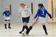 8 December 2016; Kelsey McAteer of Loreto Community School, Milford, Co. Donegal in action against Laurie Adams of Pobalscoil Inbhear Sceine, Kenmare, Co. Kerry, during the Post Primary Schools National Futsal Finals match between Loreto Community School, Milford, Co. Donegal and Pobalscoil Inbhear Sceine, Kenmare, Co. Kerry at Waterford IT Sports Arena in Waterford. Photo by Matt Browne/Sportsfile