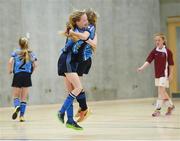 8 December 2016; Keara Ryan and Ellen Molloy of Presentation Secondary School Kilkenny celebrate after the final whistle against Claregalway College, Co. Galway, in the Post Primary Schools National Futsal Finals match between Claregalway College, Co. Galway and Presentation Secondary School Kilkenny at Waterford IT Sports Arena in Waterford. Photo by Matt Browne/Sportsfile