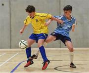 8 November 2016; Shaun Leonard of St. Mary's D.S. Drogheda, Co. Louth in action against Ronan McGowan of Summerhill College, Co. Sligo during the Post Primary Schools National Futsal Finals match between St. Mary's D.S. Drogheda, Co. Louth and Summerhill College, Co. Sligo at Waterford IT Sports Arena in Waterford. Photo by Matt Browne/Sportsfile