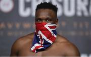 9 December 2016; Dereck Chisora during the official weigh-in at the Victoria Warehouse in Manchester prior to the Anthony Joshua v Eric Molina fight card at the Manchester Arena in Manchester, England. Photo by Stephen McCarthy/Sportsfile