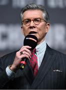 9 December 2016; MC Michael Buffer during the official weigh-in at the Victoria Warehouse in Manchester prior to the Anthony Joshua v Eric Molina fight card at the Manchester Arena in Manchester, England. Photo by Stephen McCarthy/Sportsfile