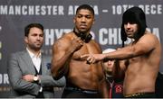 9 December 2016; Anthony Joshua, left, and Eric Molina square off during the official weigh-in at the Victoria Warehouse in Manchester prior to the Anthony Joshua v Eric Molina fight card at the Manchester Arena in Manchester, England. Photo by Stephen McCarthy/Sportsfile