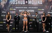 9 December 2016; Viviane Obenauf during the official weigh-in at the Victoria Warehouse in Manchester prior to her fight with Katie Taylor on the Anthony Joshua v Eric Molina fight night at the Manchester Arena in Manchester, England. Photo by Stephen McCarthy/Sportsfile