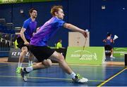9 December 2016; Joshua Magee, left, and Sam Magee of Ireland in action against Alexandr Zinchenko and Konstantin Abramov of Russia during their Men's Doubles Quarter Final of the 2016 FZ Forza Irish Open Badminton Championships at the National Indoor Arena in Abbotstown, Dublin. Photo by Ramsey Cardy/Sportsfile