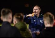 9 December 2016; FAI Development Officer Paul Keogh talks to players ahead of the start of the late Light League Finals event at the Irishtown Stadium in Dublin. Photo by Seb Daly/Sportsfile