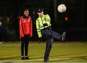 9 December 2016; Garda Tommy Carr from Mount Joy Garda Station takes a shot on goal during the late Light League Finals event at the Irishtown Stadium in Dublin. Photo by Seb Daly/Sportsfile