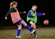 9 December 2016; Erika O'Connor Burke, left, from Ringsend, in action against, Katelyn McElroy, from Dundrum, during the late Light League Finals event at the Irishtown Stadium in Dublin. Photo by Seb Daly/Sportsfile