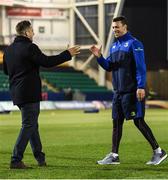 9 December 2016; Former Leinster and current Wasps out-half Jimmy Gopperth and Zane Kirchner of Leinster ahead of the European Rugby Champions Cup Pool 4 Round 3 match between Northampton Saints and Leinster at Franklin's Gardens in Northampton, England. Photo by Stephen McCarthy/Sportsfile