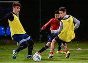 9 December 2016; Mohammad Boudiaf, centre, from Balbriggan, in action against Denis Robu, left, and Sergui Ciocan, from Stoneybatter, during the late Light League Finals event at the Irishtown Stadium in Dublin. Photo by Seb Daly/Sportsfile