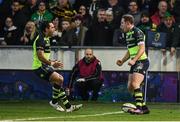 9 December 2016; Rory O'Loughlin of Leinster is congratulated by team mate Isa Nacewa, left, after scoring his side's third try during the European Rugby Champions Cup Pool 4 Round 3 match between Northampton Saints and Leinster at Franklin's Gardens in Northampton, England. Photo by Stephen McCarthy/Sportsfile