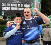 30 April 2011; Leinster supporters Stephen and Theo Cronhelm, from Dublin, at the game. Heineken Cup Semi-Final, Leinster v Toulouse, Aviva Stadium, Lansdowne Road, Dublin. Picture credit: Oliver McVeigh / SPORTSFILE