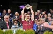1 May 2011; Galway captain Colin Forde celebrates with the Clarke Cup at the end of the game. Cadbury GAA All-Ireland Football U21 Championship Final, Cavan v Galway, Croke Park, Dublin. Picture credit: David Maher / SPORTSFILE