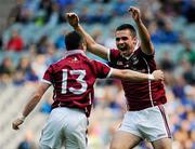 1 May 2011; Patrick Sweeney, right, celebrates with team-mate Danny Cummins, Galway, after scoring his side's first goal. Cadbury GAA All-Ireland Football U21 Championship Final, Cavan v Galway, Croke Park, Dublin. Picture credit: Daire Brennan / SPORTSFILE