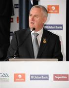 4 May 2011; Speaking at the launch of the 2011 GAA Football All-Ireland Senior Championship in St Finbarr's GAA Club, Togher, Cork, is Uachtarán CLG Criostóir Ó Cuana. Launch of 2011 GAA Football All-Ireland Championship, St Finbarr's GAA Club, Togher, Cork. Picture credit: Brendan Moran / SPORTSFILE