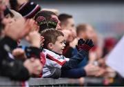 10 December 2016; An Ulster supporter celebrates a try during the European Rugby Champions Cup Pool 5 Round 3 match between Ulster and ASM Clermont Auvergne at the Kingspan Stadium in Belfast. Photo by Ramsey Cardy/Sportsfile