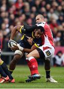 10 December 2016; Peceli Yato of ASM Clermont Auvergne is tackled by Ruan Pienaar of Ulster during the European Rugby Champions Cup Pool 5 Round 3 match between Ulster and ASM Clermont Auvergne at the Kingspan Stadium in Belfast. Photo by Ramsey Cardy/Sportsfile