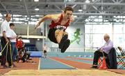 10 December 2016; Luca Contino of Wales, from St Martin's, competes in the Under 16 Boys long jump event at the Combined Events Schools International games at Athlone IT in Co. Westmeath. Photo by Cody Glenn/Sportsfile