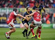 10 December 2016; Scott Spedding of ASM Clermont Auvergne is tackled by Kyle McCall, left, and Chris Henry of Ulster during the European Rugby Champions Cup Pool 5 Round 3 match between Ulster and ASM Clermont Auvergne at the Kingspan Stadium in Belfast. Photo by Ramsey Cardy/Sportsfile