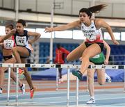 10 December 2016; Amaya Scott of England, from The Mountbatten School Romsey, competing in the Over 16 Girls 60m hurdles at the Combined Events Schools International games at Athlone IT in Co. Westmeath. Photo by Cody Glenn/Sportsfile