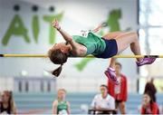 10 December 2016; Rhian Kidd of Ireland, from Presentation College Carlow, competes in the Under 16 Girls high jump event at the Combined Events Schools International games at Athlone IT in Co. Westmeath. Photo by Cody Glenn/Sportsfile